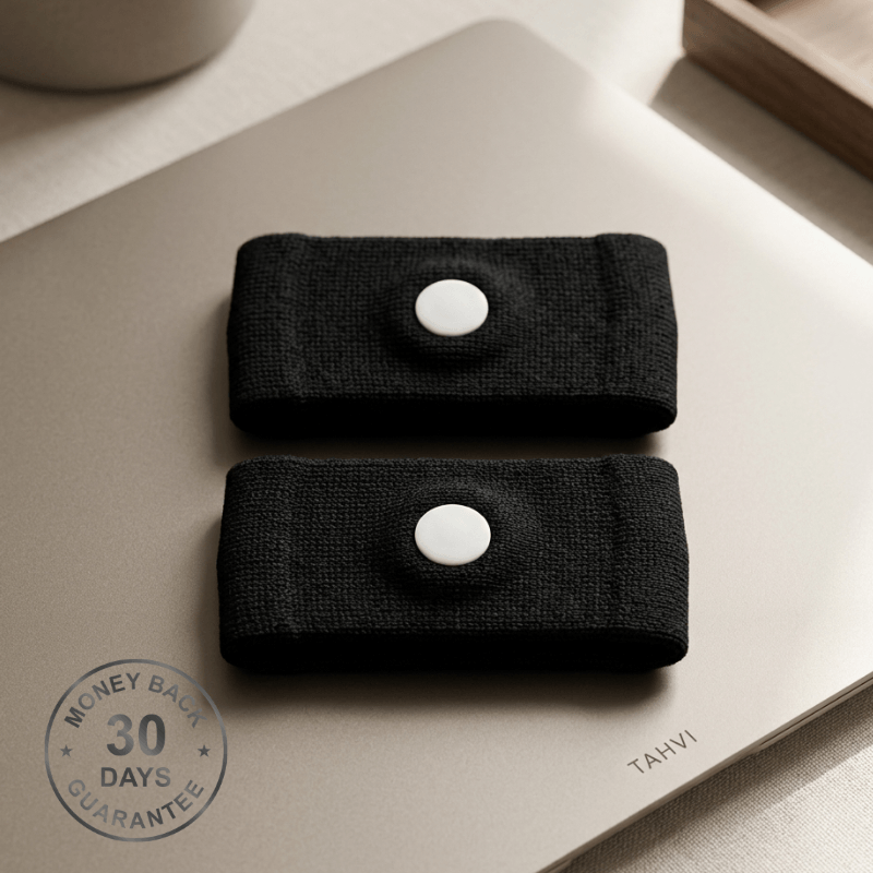 TAHVI Anchor anti-nausea wristbands, black pair